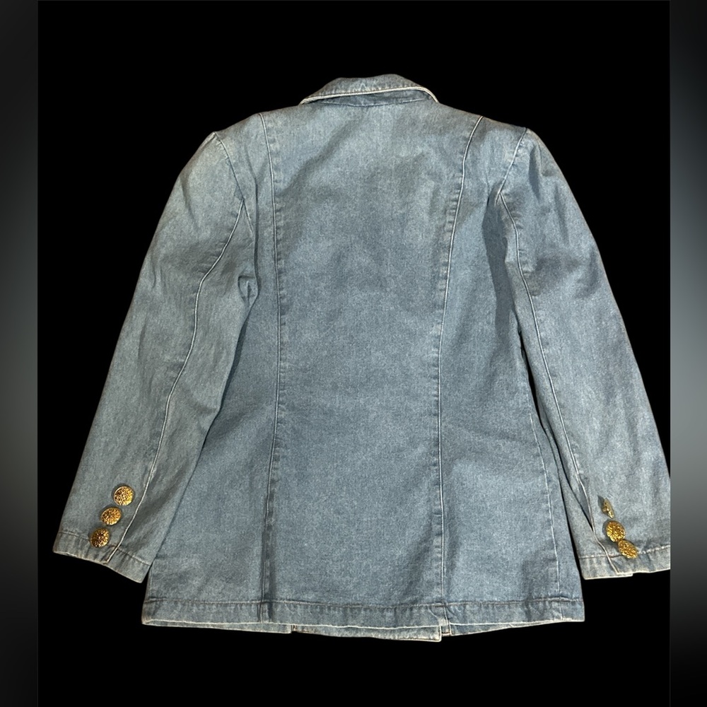 Pia Rucci Vintage Double Breasted Jean Jacket with Gold Buttons. Medium 40” Bust - Picture 2 of 3
